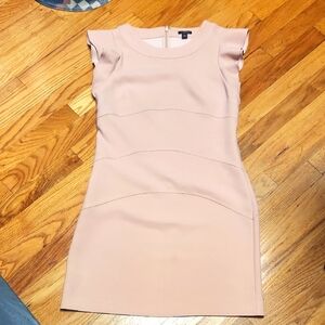 Ann Taylor Peach Sheath Mini Dress with Flutter Sleeves, Like New